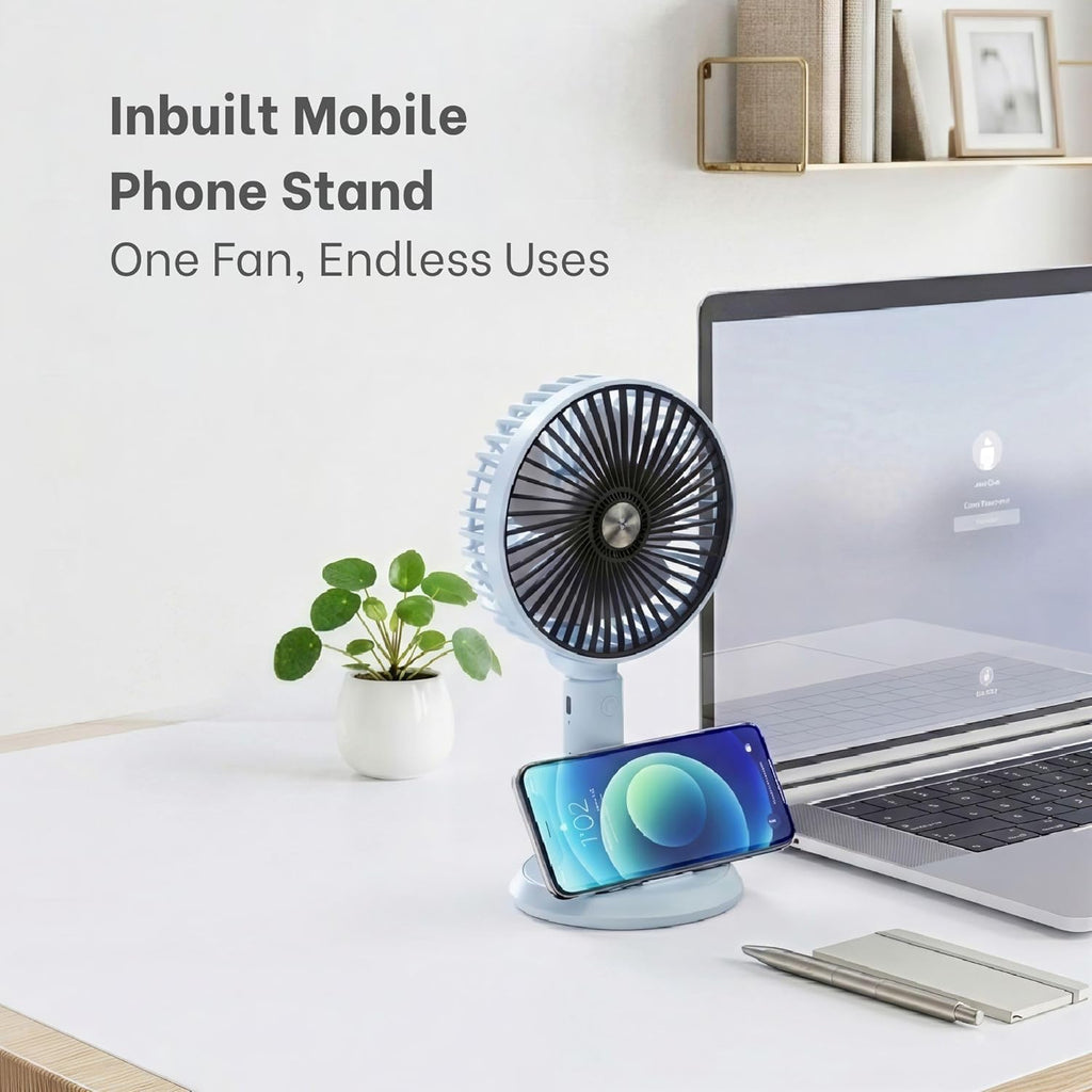 2-in-1 Portable Handheld & Desktop Fan