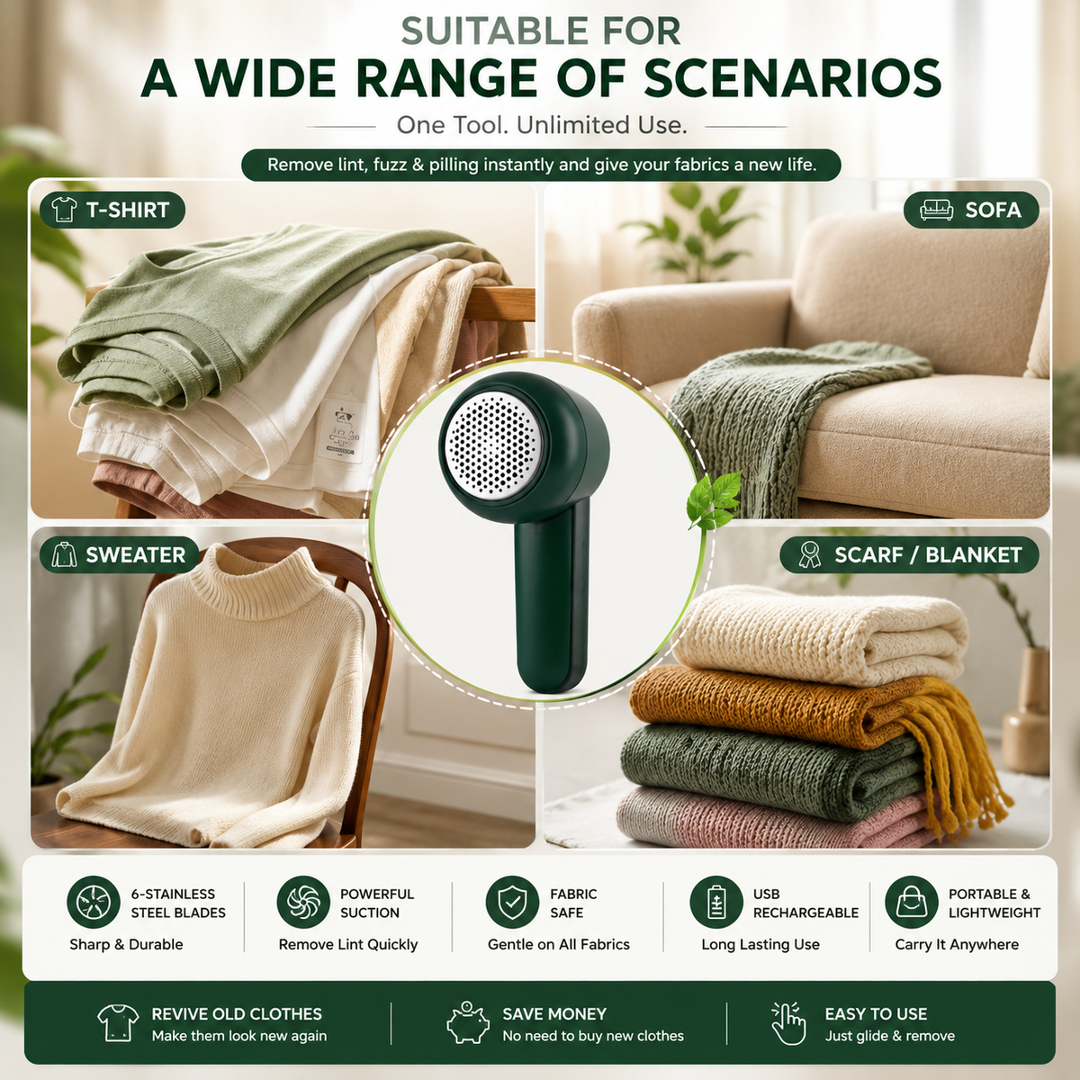 Lintease™ Pro - Rechargeable Electric Fabric Shaver & Lint Remover