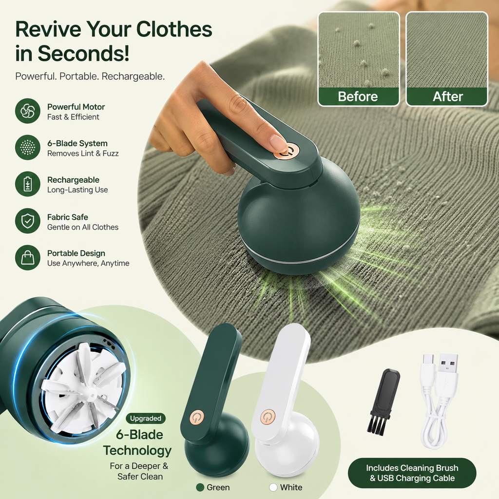 Lintease™ Pro - Rechargeable Electric Fabric Shaver & Lint Remover