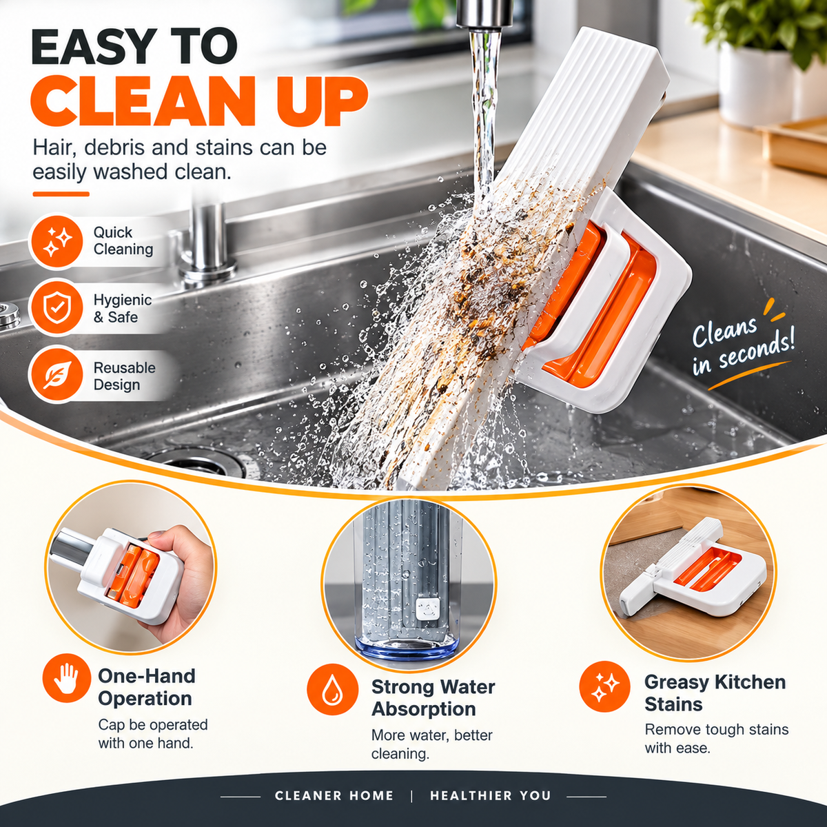 Kreston Pro™ QuickClean Desktop Mop - Multi Functional Mini Foldable Mop