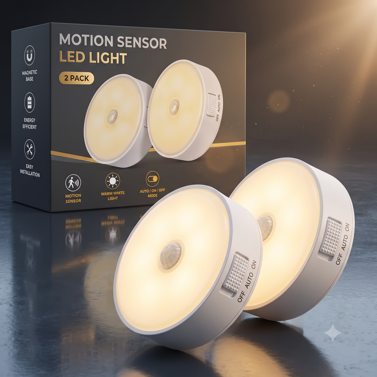 Motion Sensor Light for Home with USB Charging Wireless LED Night Light ( Pack of 2)