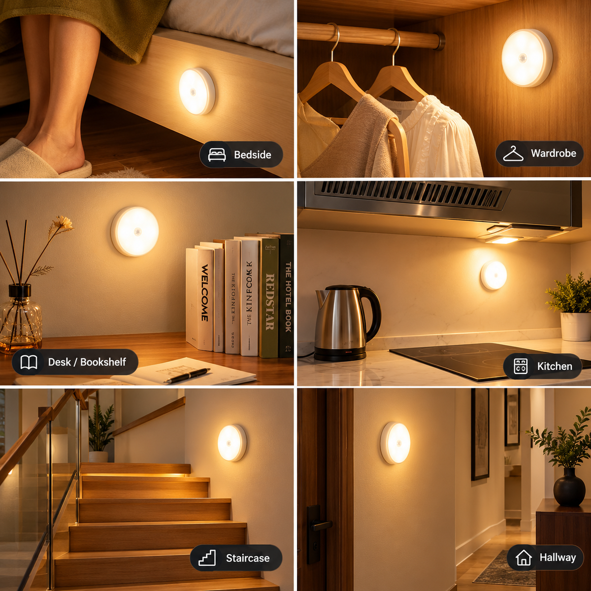 Motion Sensor Light for Home with USB Charging Wireless LED Night Light ( Pack of 2)